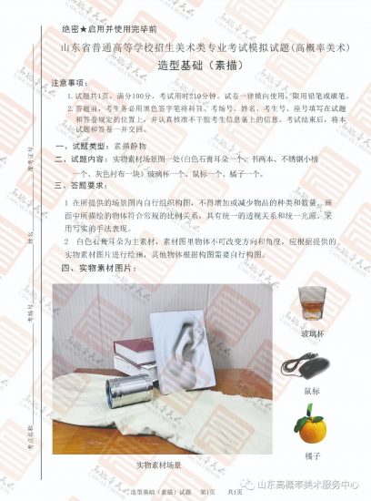 山东省基础美育艺术文化发展交流活动高分优秀试卷 —（高概率美术一模）-365艺考网