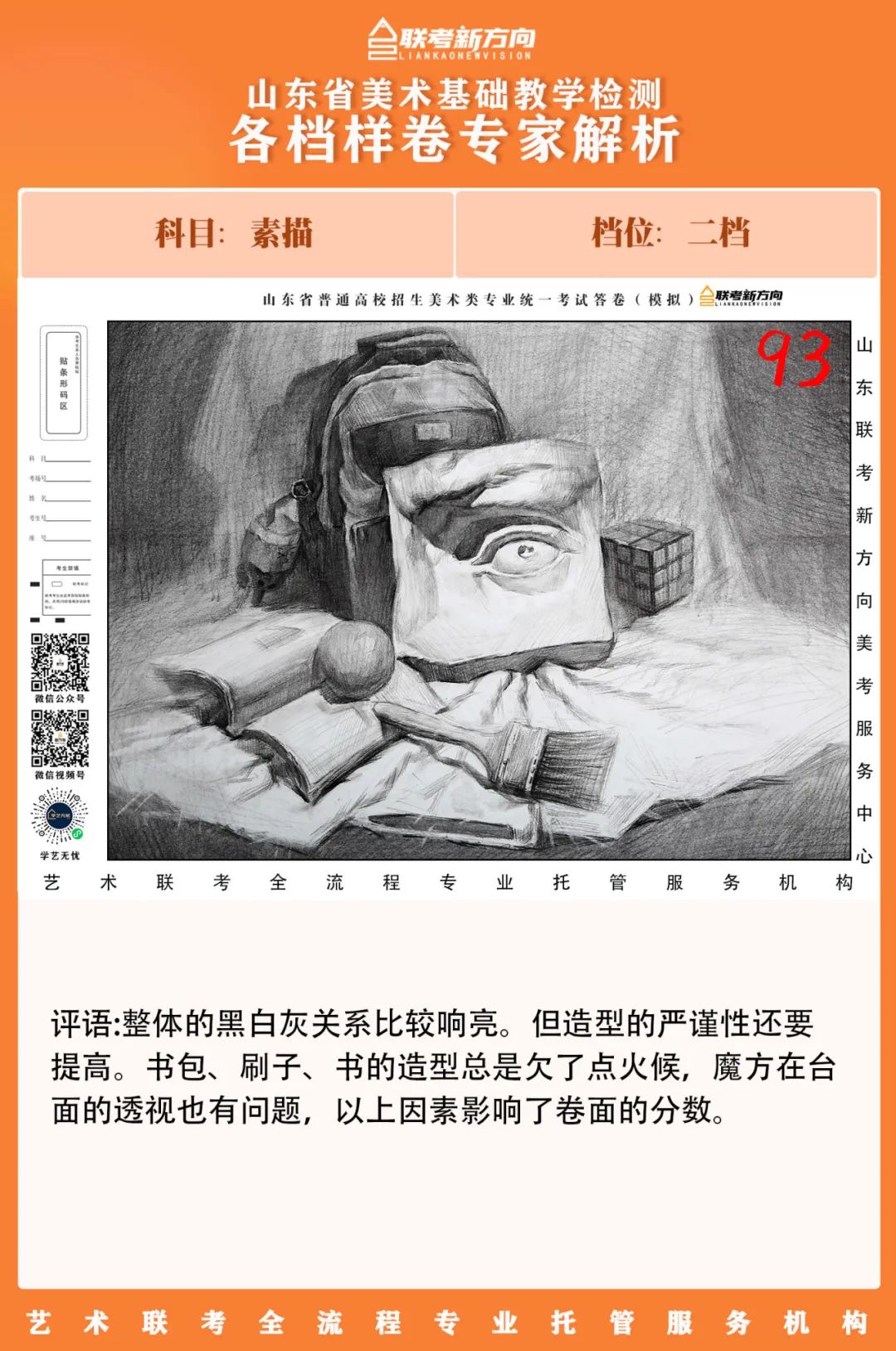 图片[46]-【联考新方向】山东省第二次美术基础教学检测｜部分高分卷与各档样卷专家解析-365艺考网