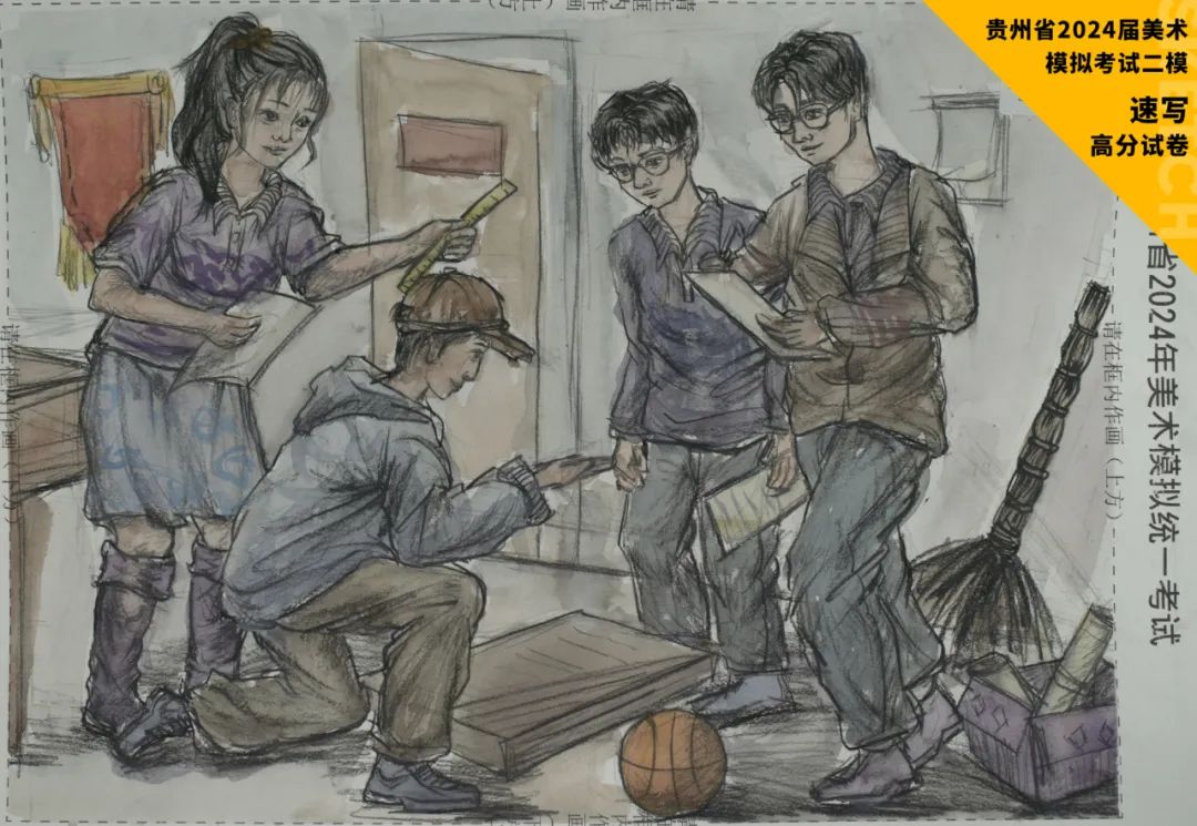 图片[119]-贵州省2024届美术模拟考试二模【速写】高分试卷(部分)-365艺考网
