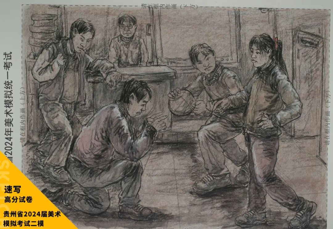 图片[57]-贵州省2024届美术模拟考试二模【速写】高分试卷(部分)-365艺考网