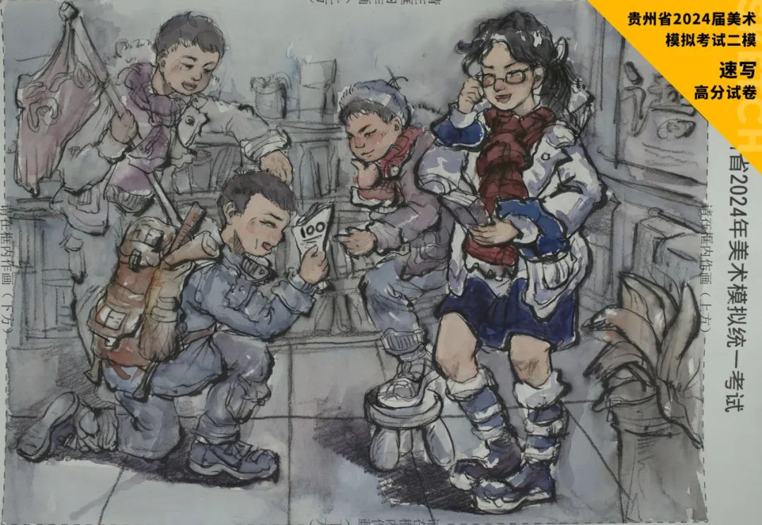 图片[86]-贵州省2024届美术模拟考试二模【速写】高分试卷(部分)-365艺考网